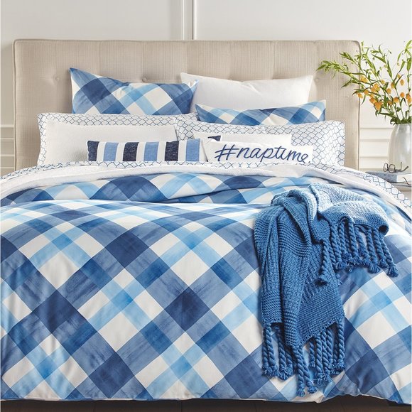Charter Club Bedding Charter Club Painted Plaid Duvet Cover Set
